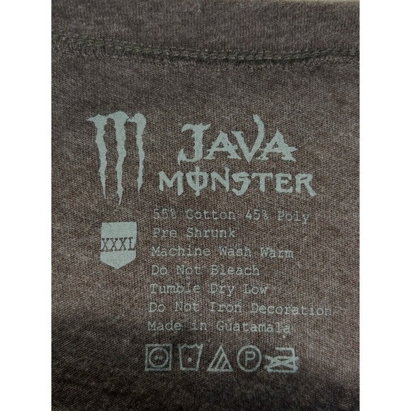 Monster Java Mens Tee Shirt Adult Size XXXL Brown Long Sleeve Tee MONSTER Energy - Picture 2 of 5
